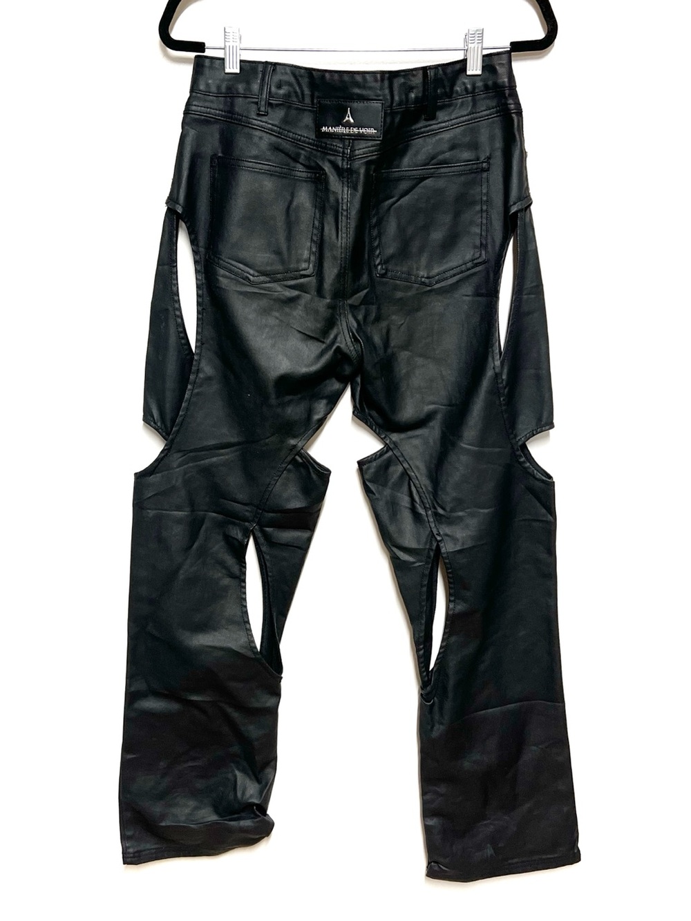 Maniere de Voir Black Waxy Cotton Boyfriend Cut out Jeans Sz 10 - Picture 4 of 7